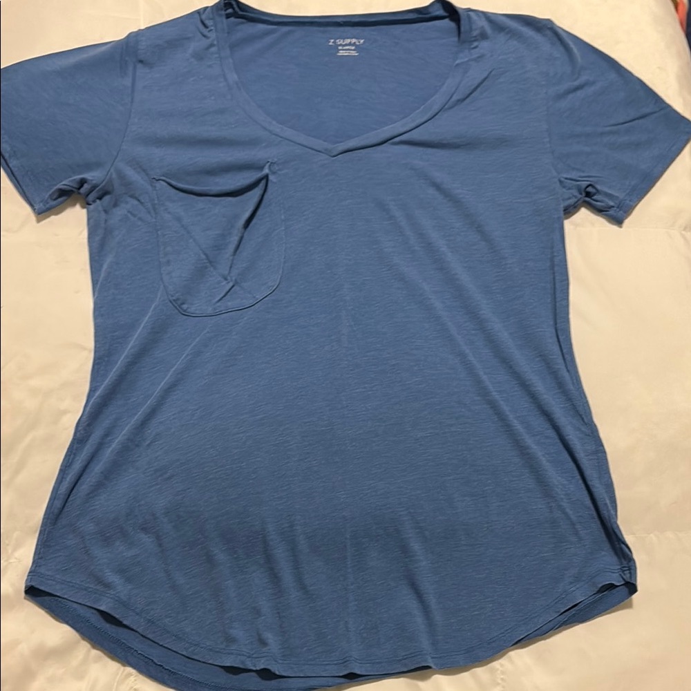 Women's Blue Z Supply Pocket T-Shirt